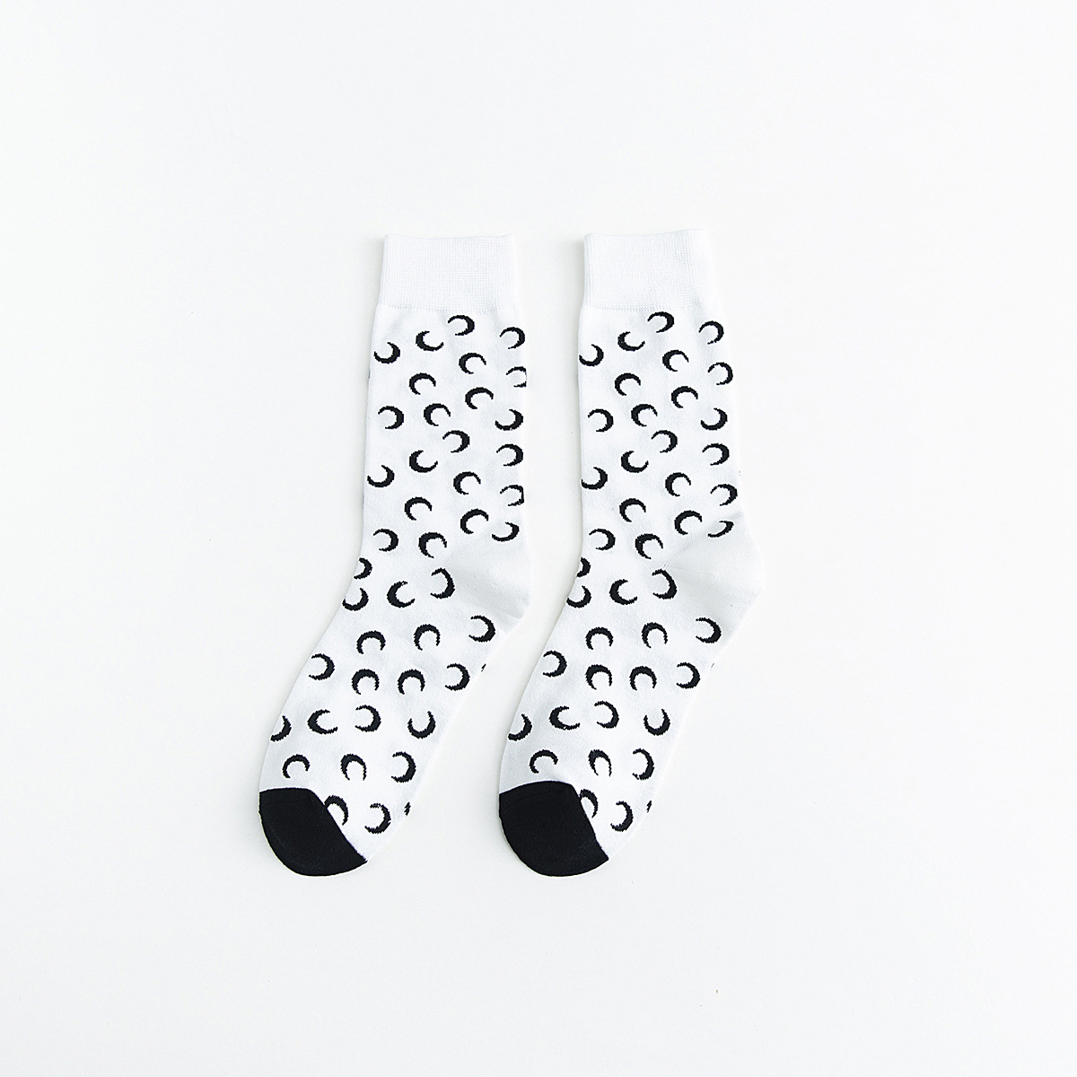 Autumn And Winter In Tube Socks Ms. Fashion Personality Color Crescent Pattern Tide Socks Wholesale Cotton Socks Designed For